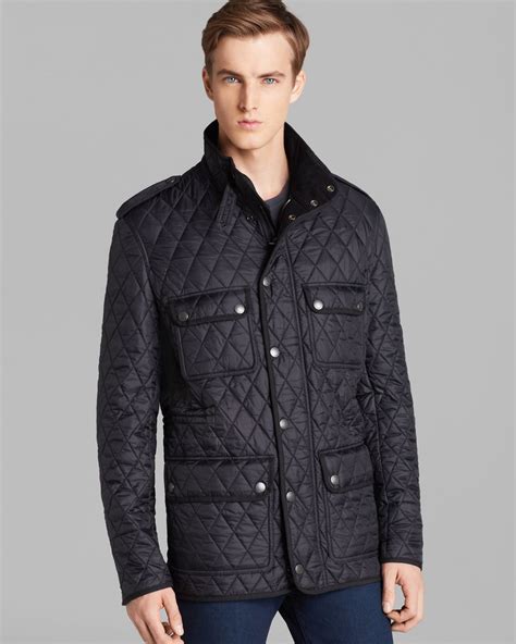 burberry brit black mens quilted with leather trim coat jacket|burberry quilted jacket outlet.